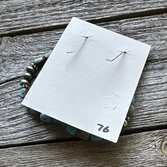 Sterling Silver Blue Green Turquoise Oxidized Pearls Bead Hoop Earrings 2.6 Inch - Picture 12 of 12